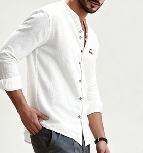 <span class=keywords><strong>Camicia</strong></span> da <span class=keywords><strong>uomo</strong></span> casual in cotone e <span class=keywords><strong>lino</strong></span>, stile cinese, minimalista europeo e americano, retrò, a maniche lunghe, vestibilità ampia - Product Image 2
