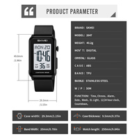Montre de sport numérique SKMEI 2647, nouvelle marque tendance, cadran carré, étanche 30M, multifonctionnelle, montre-bracelet électronique d'extérieur pour homme
