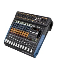 Console de mixage audio professionnelle 8 canaux D-8/12/16 en métal avec Bluetooth, USB, 256 effets DSP et alimentation fantôme 48V pour DJ de scène