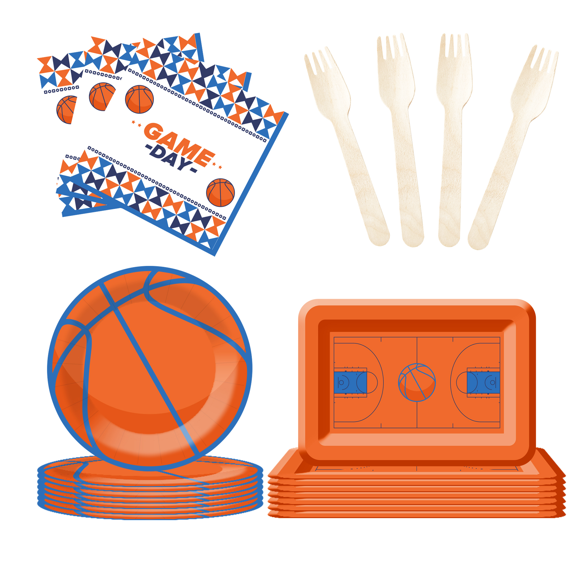 DAMAI Basketball Theme Game Day Happy Birthday Kit Disposable Party Paper Plate Cup Napkin Tableware Set for Sport Theme