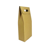 Boîte en carton ondulé kraft personnalisée avec logo, pour deux bouteilles de vin, emballage cadeau, poignée découpée, fenêtre transparente, pour la vente au détail, la cave à vin, cadeau portable