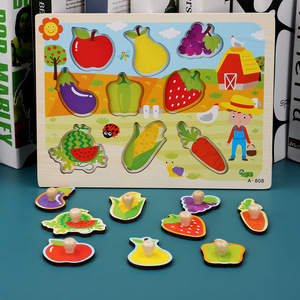Giocattolo educativo per bambini 3D legno intelligente <span class=keywords><strong>Pegged</strong></span> set giocattolo per la prima infanzia animale marino frutta verdura partita divertente Puzzle - Product Image 4