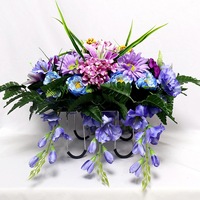 Bunga Pemakaman Buatan Grosir, Hydrangea Ungu, Daisy, Karangan Bunga Nisan, Dekorasi Batu Nisan, Poliester