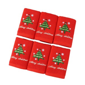 Serviette de Noël en coton pur brodée avec un motif d'arbre de Noël, serviette de cuisine rectangulaire 34x74 cm, motif original - Product Image 1