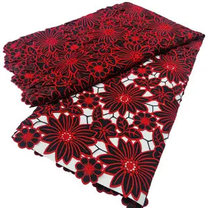 美丽的guipure绳蕾丝非洲花边织物红色刺绣蕾丝织物尼日利亚非洲绳ML42G82