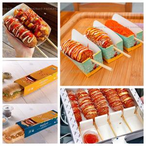 Folding Reciclável Bio Papel Kraft Greaseproof Hot Dog Servindo Bandejas Com Design Aberto Hot Dog Recipientes - Product Image 2