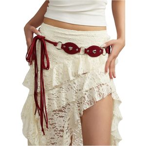 Ceinture Western rétro pour femme FOXA, avec rivets en forme de cœur, en cuir PU, style bohème, pour robe, jeans, tenues de cowgirl - Product Image 1