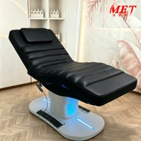Table de massage de luxe dorée pour salon de beauté, lit de beauté blanc électrique incurvé pour soins du visage et cils avec 3 moteurs