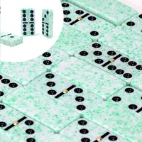 Jeu de dominos professionnel à double six avec effet marbre, dominos en mélamine codés par couleur, spinner doré, logo personnalisé pour casino