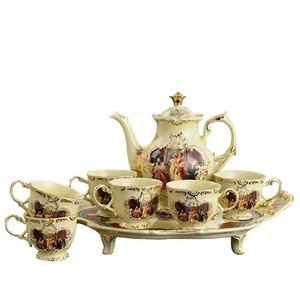 Personage Living Room Home Decors Porcelain Coffee & Tea <b>Sets</b> European Hot Selling 8 Pcs Europe Ceramic Tea <b>Pot</b> Customized Color - Product Image 6