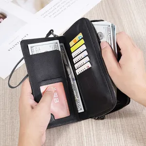 Real Leather Multicard Own Brand Wallet Wrist Clutch Bag Long Wallet Travel Document Mens Leather Travel Wallet