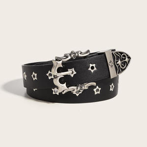 Cinturón Gótico Punk de Cuero PU con Doble Hebilla y Remaches de Estrella, Unisex, Estilo Punk <span class=keywords><strong>Rock</strong></span>, para Jeans, Venta al por Mayor, Tendencia 2026 - Product Image 1