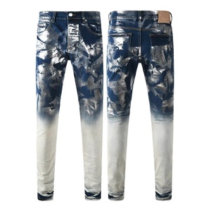 Jeans pour hommes de marque de créateur de haute qualité, <span class=keywords><strong>taille</strong></span> en gros, coupe droite, délavés et usés - Product Image 2