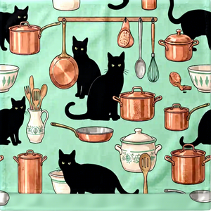 100% Cotton Tea Towels Cats in the <strong>Kitchen</strong> Playful Feline Graphic Decorative Dish Towels 40x60cm - Product Image 1