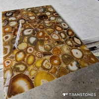 Feuille LED d'onyx rétro-éclairé en pierre d'agate naturelle de luxe pour la décoration intérieure