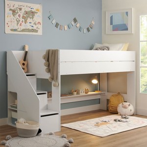 Simple <span class=keywords><strong>Toddler</strong></span> & Kid cama de cuna de media cama habitación pequeña cama de loft de bebé con escaleras de almacenamiento - Product Image 6