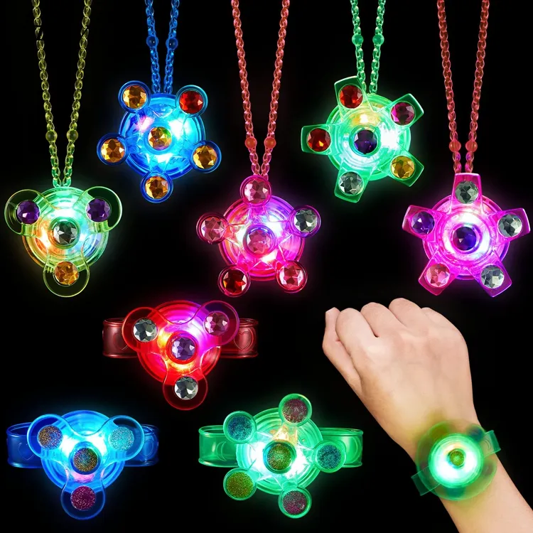 16 pcs/pack LED Light Up Fidget Bracelet Glow Necklaces Glow in The Dark Party Supplies Return Gifts for Birthday SD1404-16BN