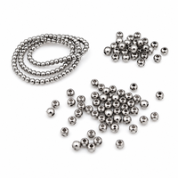 Perles rondes traversantes en acier inoxydable, accessoires de bijouterie, usine de traitement sur mesure, électroplaqué, métal en vrac