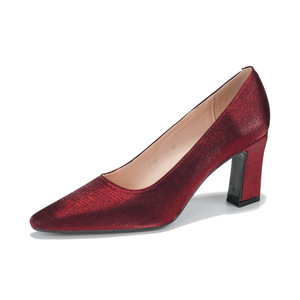 Escarpins en satin pour femmes, talon bloc, bout carré, chaussures de bureau antidérapantes 7188D - Product Image 5