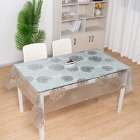 Nappe en PVC RNPT, motif floral radial argenté, transparente, rectangulaire, pour hôtels, restaurants et tables de banquet