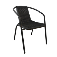 Chaise de jardin de couleur personnalisée pour les repas d'extérieur Ensemble de chaises de table en rotin empilables en métal pour les restaurants, la cour et le jardin