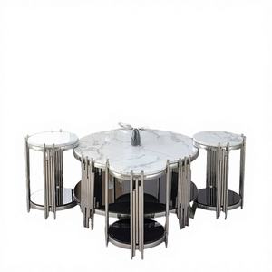 Premium Contemporary Metal Nesting Side Tables Set with Gold Finish and Tempered Glass Top for Home Décor - Product Image 2