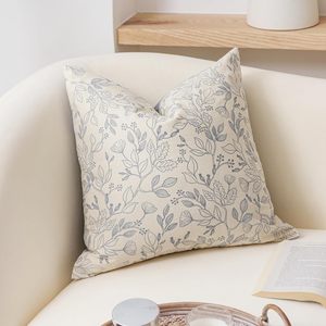 Coastal Blue Farmhouse Decorative Throw <strong>Pillow</strong> Cover <strong>Double</strong> Side Printed Cotton Throw <strong>Pillow</strong> Covers White Flower Cushion Covers - Product Image 6