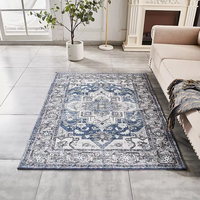 Tapis d'appoint en velours bleu cristal de style moderne, ultra doux, imperméable, antidérapant, à poils épais, fantaisie, fabriqué à la machine, toutes saisons DILAN