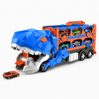 Camion Dinosaure Transformable avec Circuit de Course 164cm, Double Lanceur, Voitures Pliables en Alliage, Jouet pour Enfants, Cadeau