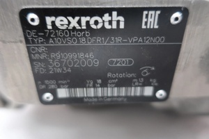 ปั๊มไฮดรอลิกแบบลูกสูบแกนหมุนปรับได้ รุ่น R910991846 a A10VSO18DFR1/31R-VPA12N00 ปั๊มควบคุมแรงดันสูง มีสินค้าในสต็อก - Product Image 3