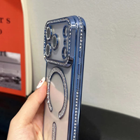 Coque de luxe haut de gamme en TPU électroplaqué antichoc magnétique pour iPhone 17 Pro Max, compatible avec iPhone 18, 17, 16, 15, avec strass intégrés