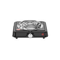 Placa Calefactora Eléctrica Portátil de un Solo Quemador, 1000W, Superficie de Hierro Fundido, Control de Temperatura, Enchufe Multivoltaje para el Hogar