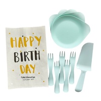 Ensemble de vaisselle jetable moderne Hongyouchang en forme de goutte d'eau, couteau, fourchette, assiette en plastique, combinaison de vaisselle pour fête d'anniversaire avec plateau