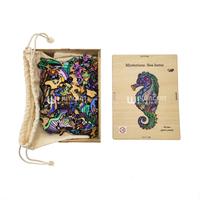 Rompecabezas de Madera de Caballito de Mar Misterioso, Forma Irregular Única, Caja de Regalo, Rompecabezas Educativo para Adultos y Niños