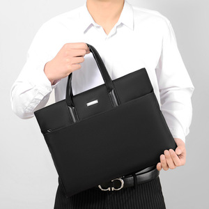 Sac pour ordinateur portable imperméable en Oxford, mallette d'affaires, grande capacité, léger, minimaliste, 15,6 pouces, sacoches pour hommes, cuir véritable - Product Image 6