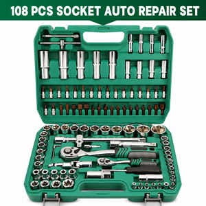 Jeu <span class=keywords><strong>de</strong></span> douilles <span class=keywords><strong>de</strong></span> réparation automobile 1/4 po <span class=keywords><strong>et</strong></span> 1/2 po, 108 pièces, douilles Torx E, embouts S2, clé à <span class=keywords><strong>cliquet</strong></span> 24 dents - Product Image 1