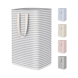 Wholesale Selfstanding Foldable Dirty Laundry Basket Rectangular Stripe Collapsible Toy Storage <b>Boxes</b> Washable Clothes <b>Hamper</b> - Product Image 1