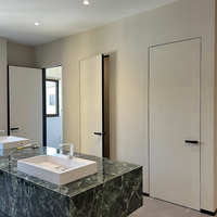 Porte intérieure battante sans cadre en aluminium pour villa et appartement, insonorisée, avec dalle en silicate de calcium peignable et revêtement latex et artistique