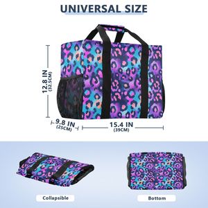 Panier à linge pliable à faible MOQ avec poches latérales en maille, sac de courses grand format imprimé léopard, anti-poussière, imperméable et indéchirable - Product Image 3