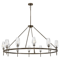 Lustre en cristal noir de luxe de haute qualité fabriqué aux États-Unis par des fabricants modernes, 12 têtes en forme d'anneau, en métal
