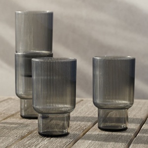 <span class=keywords><strong>Verre</strong></span> côtelé à rayures verticales, style empilable, bande de Texture repérée, gris et clair - Product Image 3