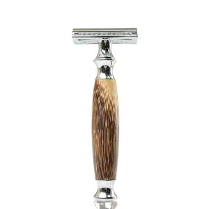 BIGROC BRASS Handle Material Handle Gold Bamboo Razor Biodegradable Bamboo Wooden Safety Razor