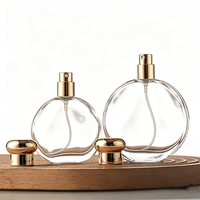 Flacon pulvérisateur vide en verre transparent rond et plat de 30 ml, flacon de parfum de voyage rechargeable de luxe