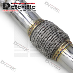 Tuyau de descente OBM pour mercedes-benz A45 CLA45 2.0T 2014-2020 tuyau d'échappement à flux libre en acier inoxydable avec bouclier thermique - Product Image 2