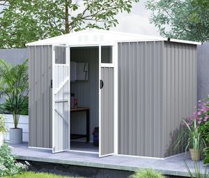 EG0804-H160 <span class=keywords><strong>Caseta</strong></span> de Almacenamiento Metálica para Jardín, Cobertizo de Almacenamiento Exterior, Cobertizo de Acero para Patio Trasero, Cobertizo con Estructura de Acero - Venta Directa de Fábrica - Product Image 2