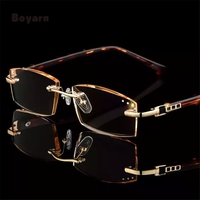 Boyarn Usine En Gros Diamant Cut Edge Lunettes Cadres De Mode Or Lunettes Femmes Hommes Sans Cadre Lunettes De Lecture En Métal Verre