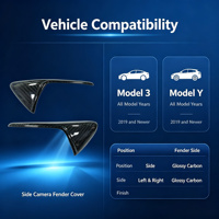 REDFIRE Fender – Cache-caméra latérale en fibre de carbone sèche pour Tesla Model 3 Y 2019+ – Accessoire de remplacement pour boîtier de caméra latérale