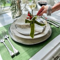 Sets de table en lin vert sauge faits à la main, antidérapants, avec bords festonnés, lavés, multicolores, tailles personnalisées, pour mariage, décoratifs