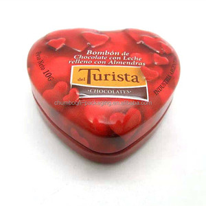 Tùy chỉnh Cmyk in hình trái tim hộp thiếc với dập nổi và cửa sổ ba mảnh có thể - Product Image 1