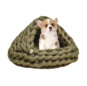 Cómoda cama suave de punto grueso hecha a mano cueva <span class=keywords><strong>Ted</strong></span> cesta para mascotas para cachorros cueva gatos cama - Product Image 1